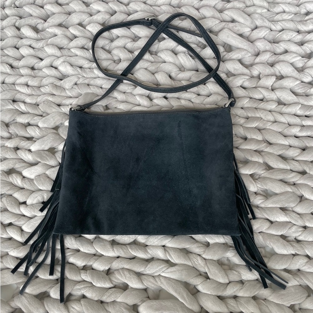 UGG crossbody suede black fringe boho bag, NWOT